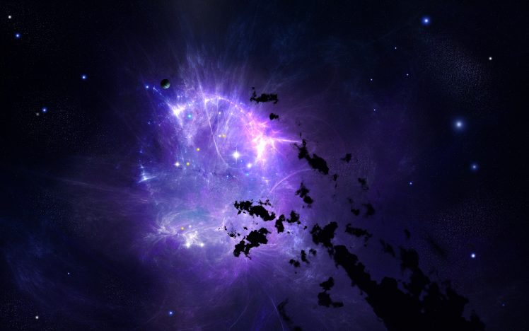 space, Stars, Galaxy, Digital art, Purple HD Wallpaper Desktop Background