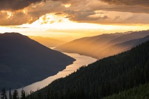Revelstoke, Mountains, River, Sunset, Sunrise, Trees, British Columbia, Canada
