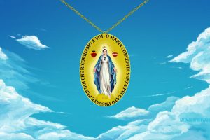 Virgin Mary, Medals, Sky, Clouds, Gold