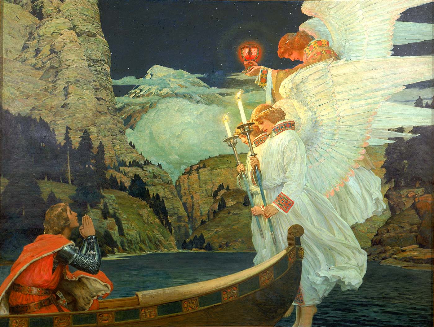 Frederick J. Waugh, Classic art, Classical art, Boat, Angel Wallpaper