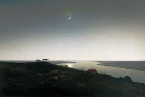 Arkhip Kuindzhi, Classic art, Classical art, River, Night, Crescent moon