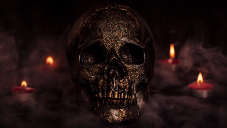 500px, Skull, Candles, Smoke HD Wallpaper Desktop Background