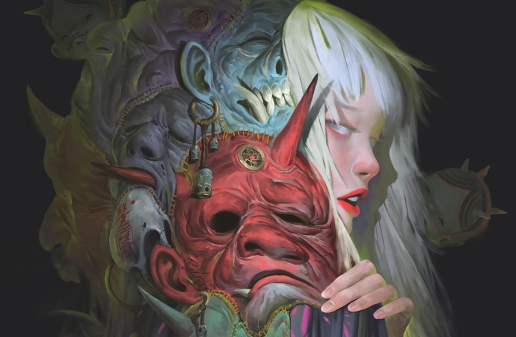 fantasy girl, Mask, Fantasy art HD Wallpaper Desktop Background