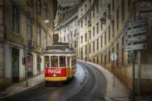 cityscape, Portugal, Lisbon, Tram, Coca Cola