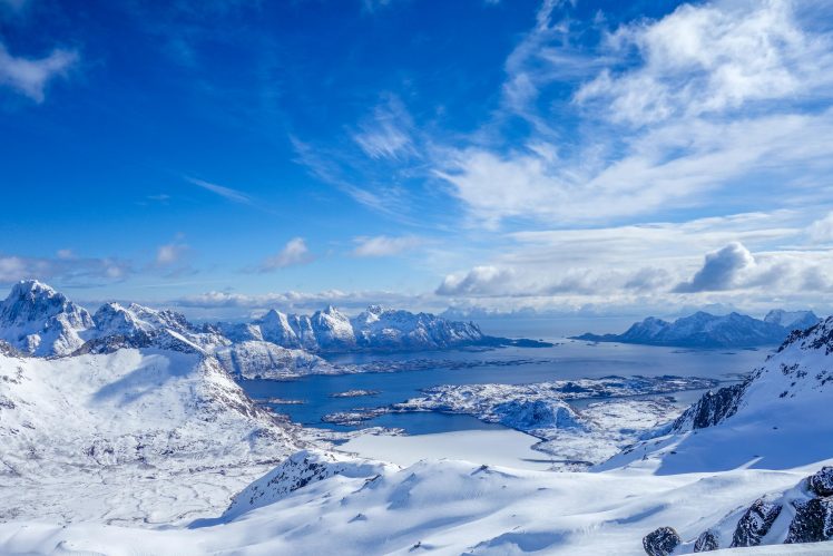 landscape, Water, Mountains, Snow HD Wallpaper Desktop Background
