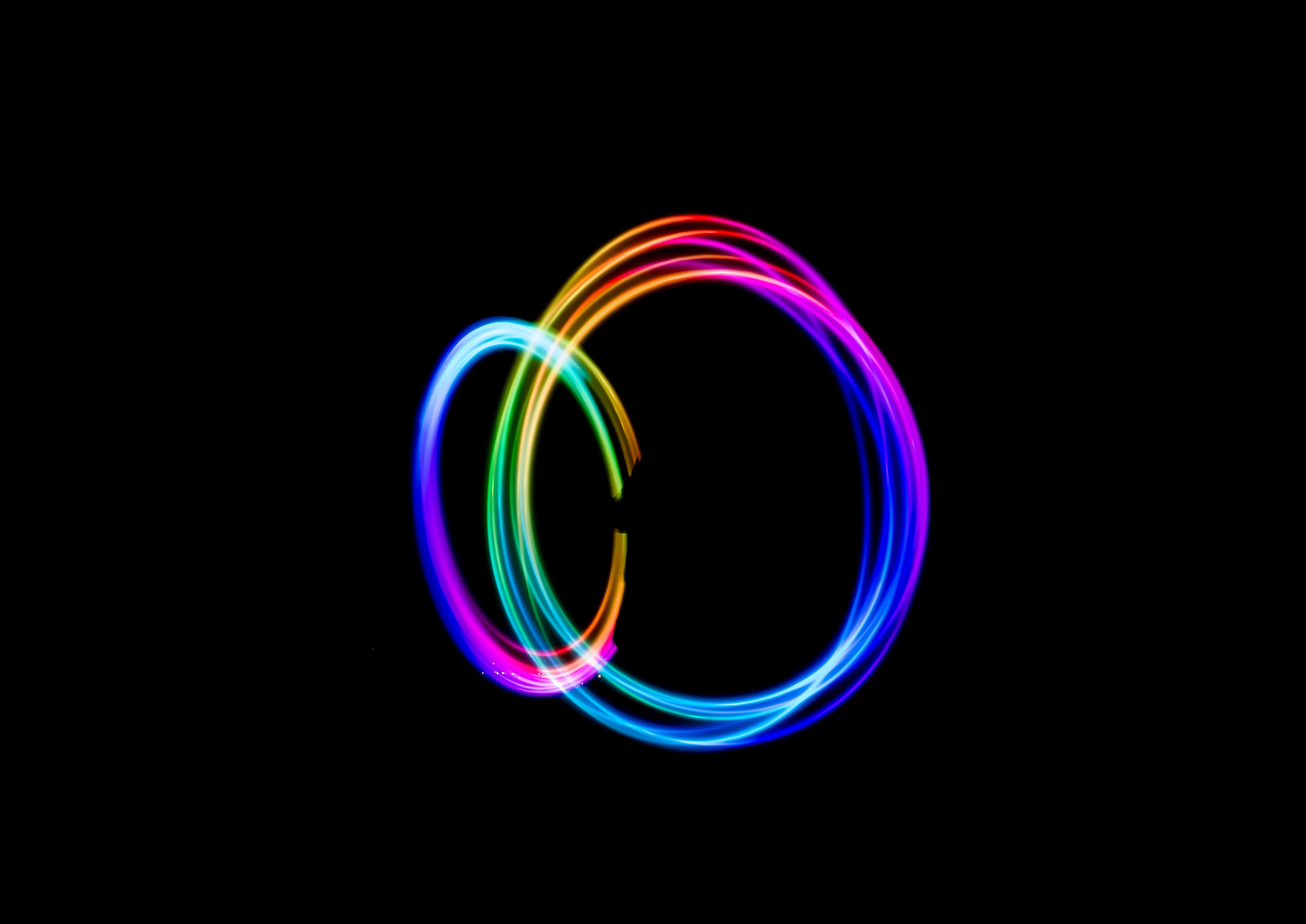 long exposure, Circle, Colorful, Minimalism, Simple background, Black background Wallpaper