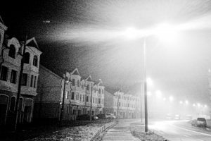 night, Mist, Downtown, Monochrome, Noisy