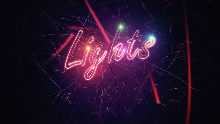 neon, Lights, Digital art, Typography HD Wallpaper Desktop Background