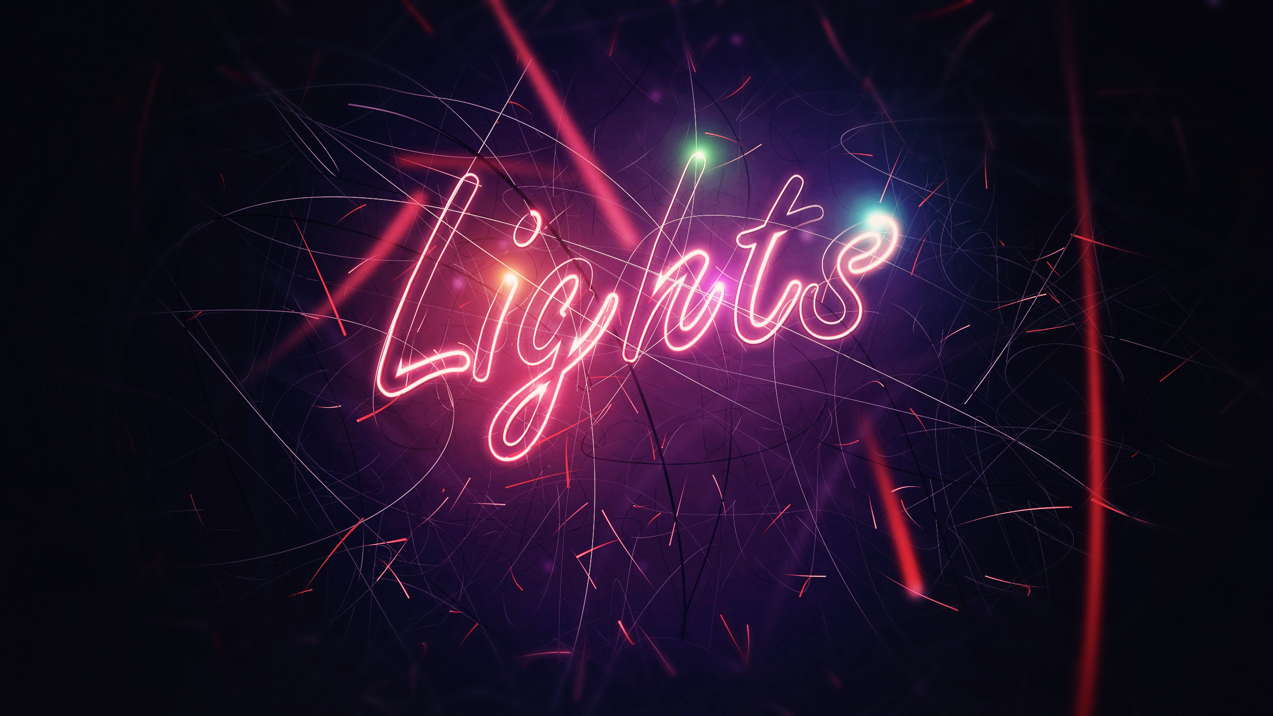neon, Lights, Digital art, Typography Wallpaper