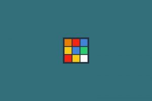 minimalism, Rubik&039;s Cube, Cube, Blue background