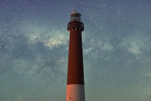 stars, Starry night, Lighthouse