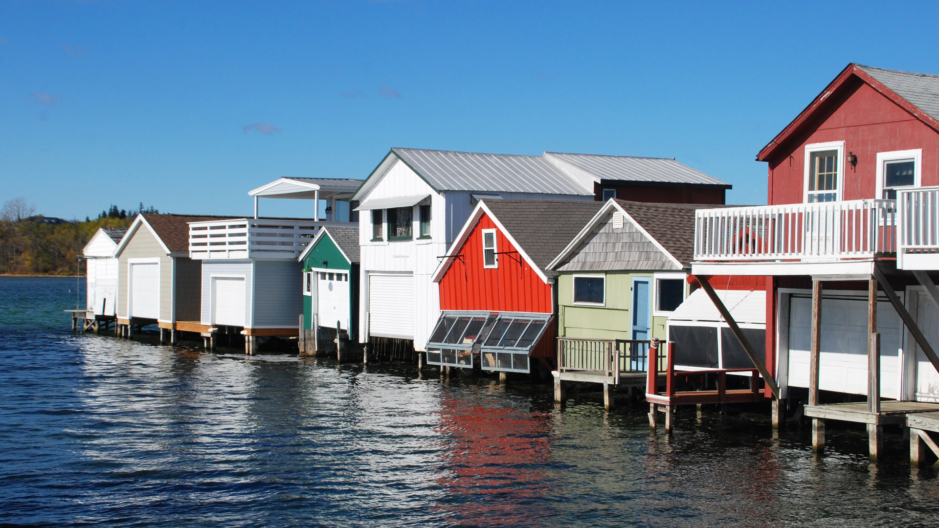 boat houses, Canandaigua Wallpaper