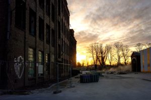 sunset, Old building, Factory