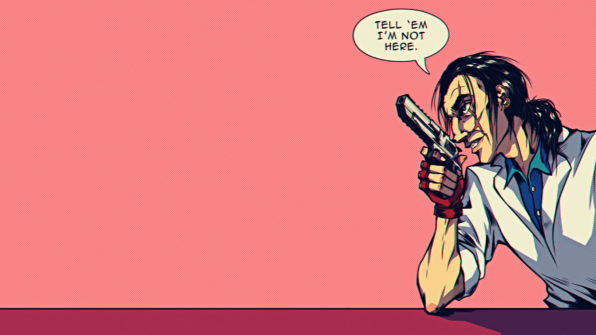 The Son, Long hair, Hotline Miami, Hotline Miami 2: Wrong Number, Desert Eagle, Simple background, Scars Wallpaper