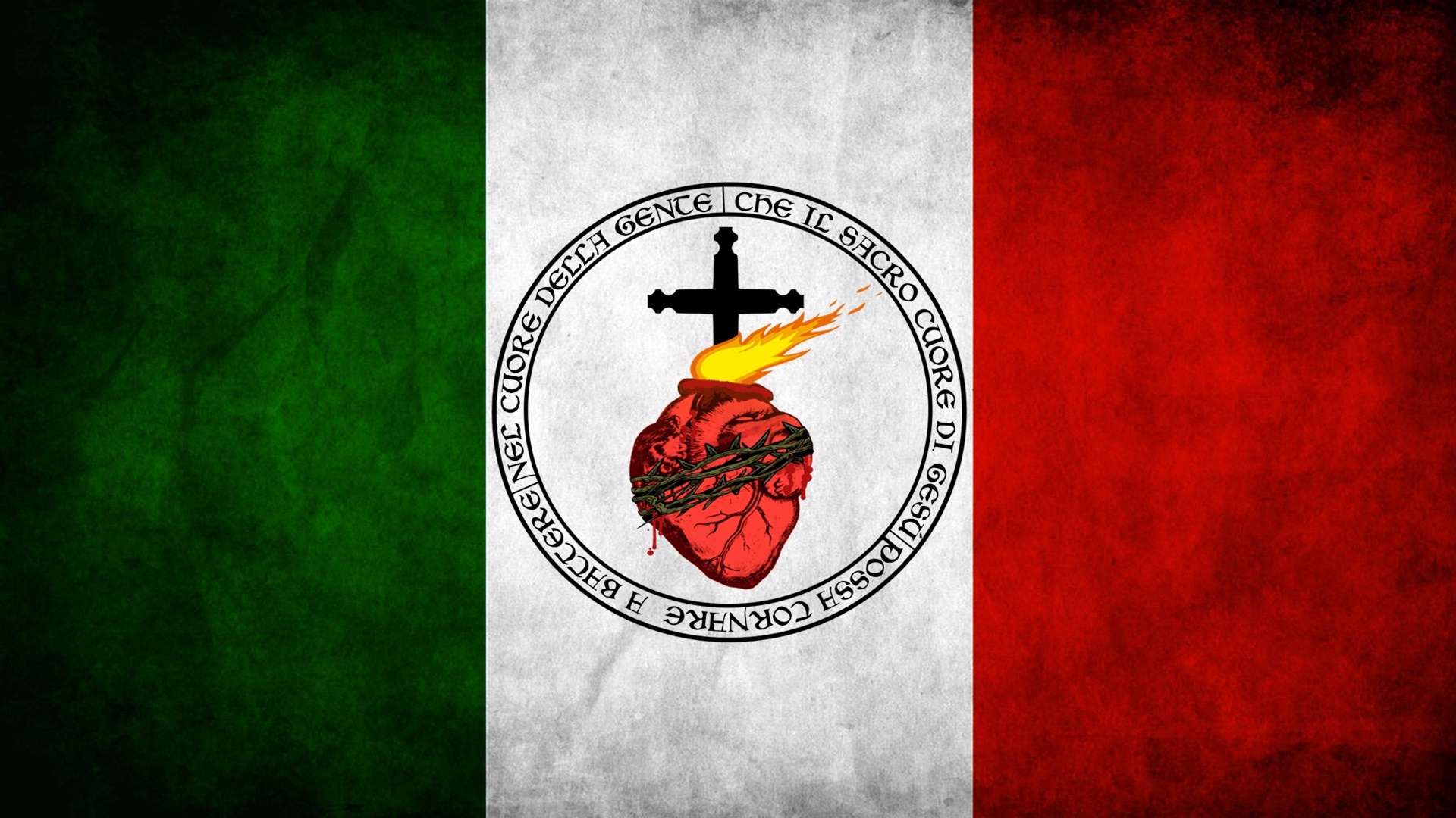 heart, Jesus Christ, Flag, Italy, Old Wallpaper