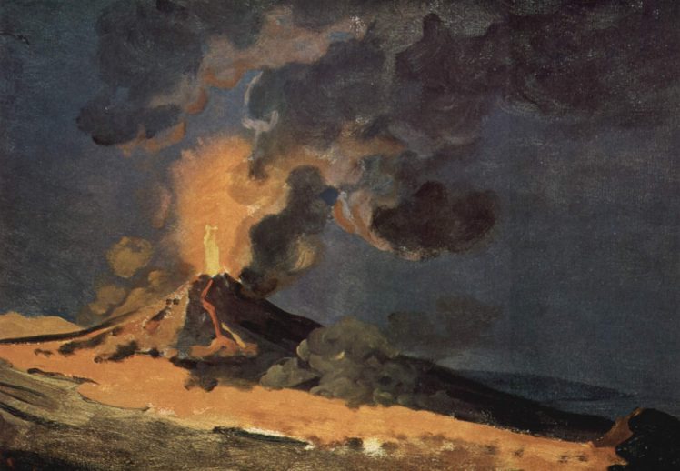 Joseph Wright, Classic art, Mount Vesuvius HD Wallpaper Desktop Background