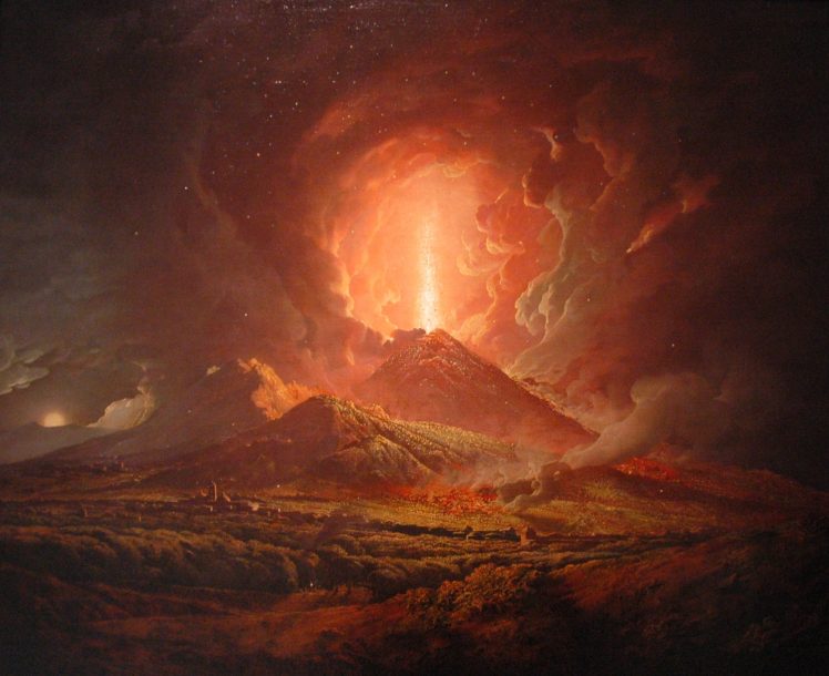 Joseph Wright, Classic art, Mount Vesuvius HD Wallpaper Desktop Background
