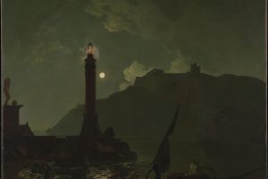A Moonlight With A Lighthouse, Coast Of Tuscany ?exhibited 1789 By Joseph Wright Of Derby 1734 1797