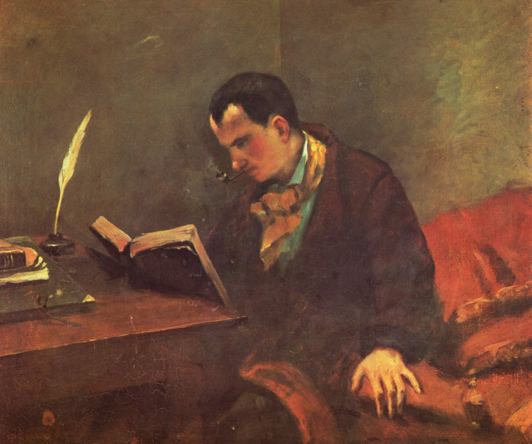 Charles Baudelaire, Poets, Gustave Courbet, Classic art, Oil painting, Smoking pipe Wallpaper