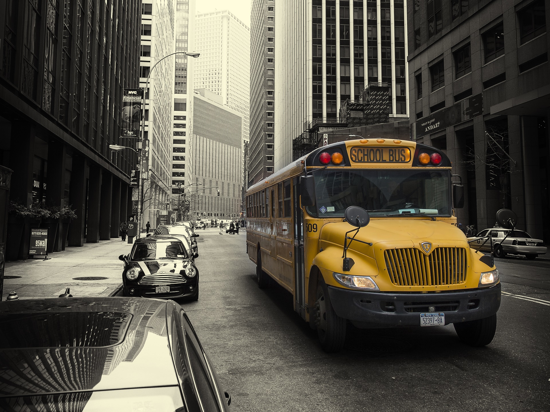 vehicle, Cityscape, New York City, Selective coloring Wallpaper