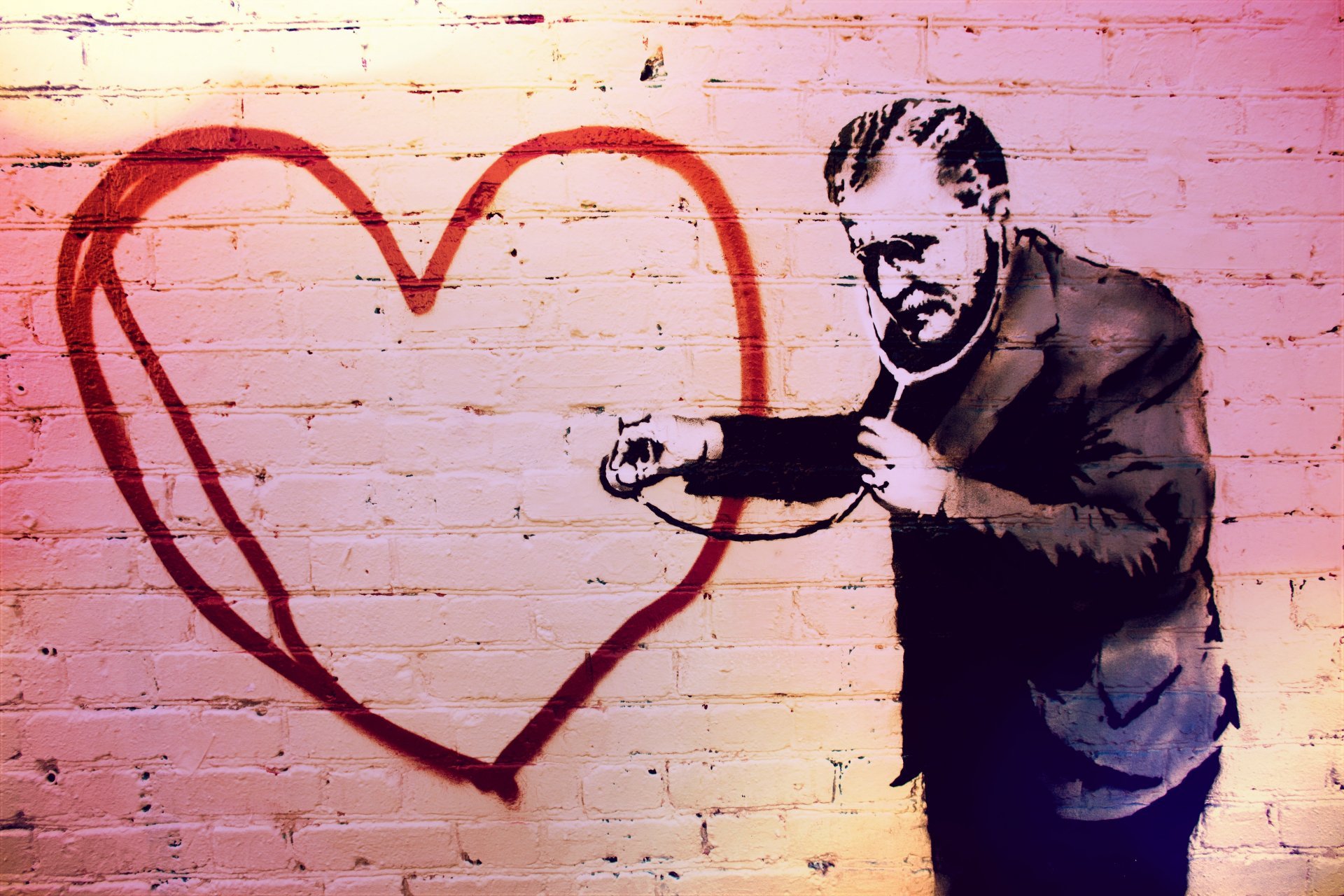 men, Heart, Doctors, Suits, Graffiti, Banksy, Bricks, Stethoscope Wallpaper
