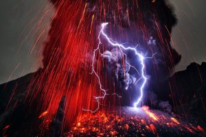 nature, Landscape, Volcano, Lava, Eruption, Volcanic eruption, Lightning, Long exposure, Smoke, Hawaii, USA