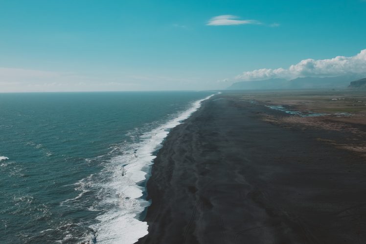 nature, Water, Beach, Iceland, Black sand HD Wallpaper Desktop Background