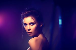 women, Model, Ksenia Kokoreva, Smoky eyes, Photo manipulation, Purple, Eyeliner
