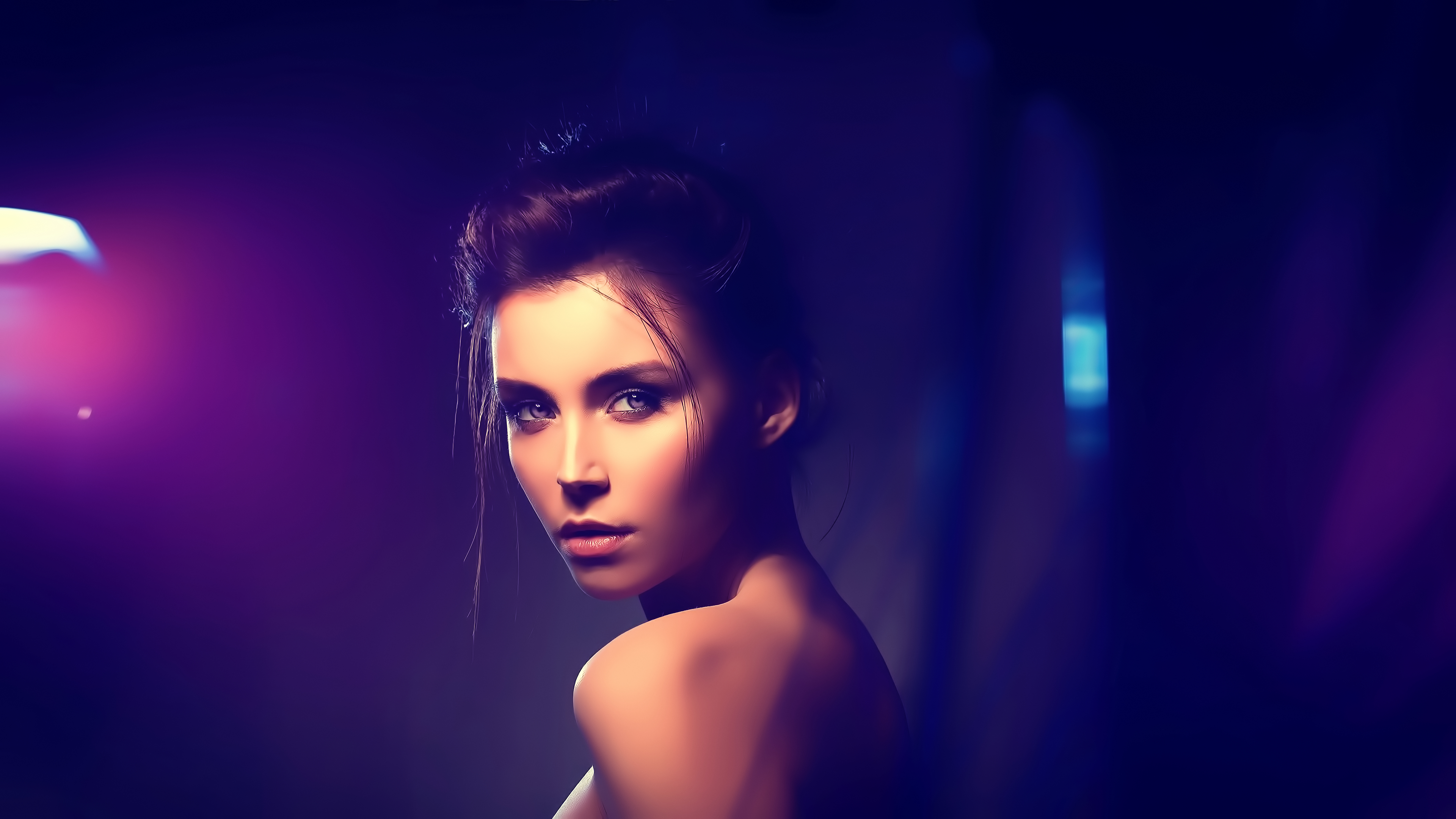 women, Model, Ksenia Kokoreva, Smoky eyes, Photo manipulation, Purple, Eyeliner Wallpaper