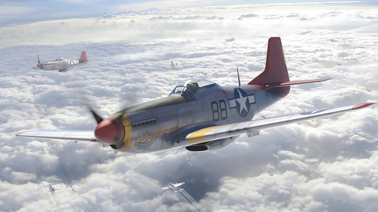digital art, North American P 51 Mustang, Military aircraft HD Wallpaper Desktop Background