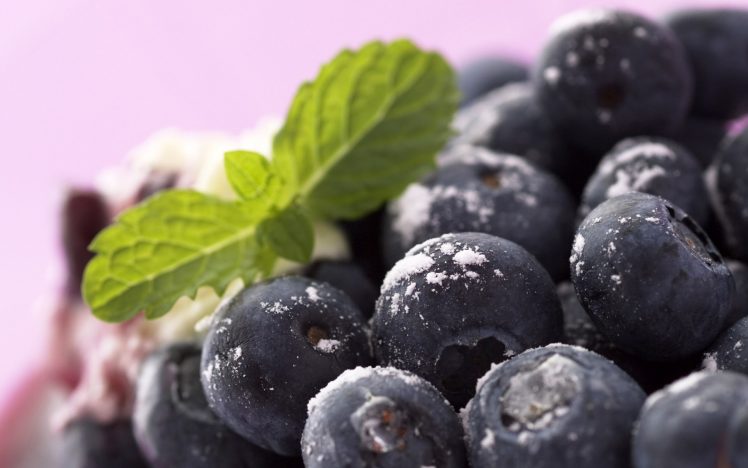 blueberries, Mint leaves HD Wallpaper Desktop Background