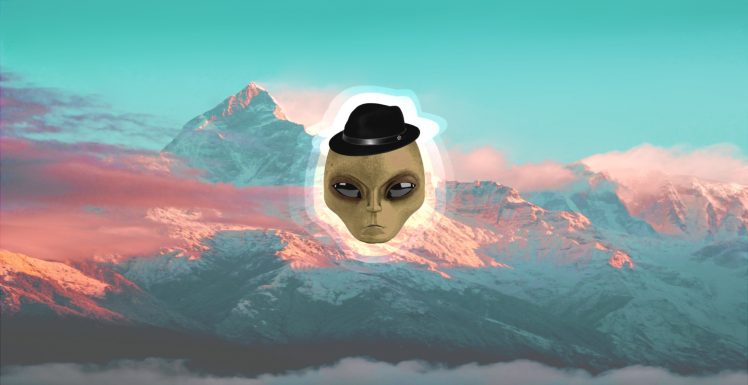 aliens, Mountains, Clouds, Landscape, Simple background, Minimalism HD Wallpaper Desktop Background