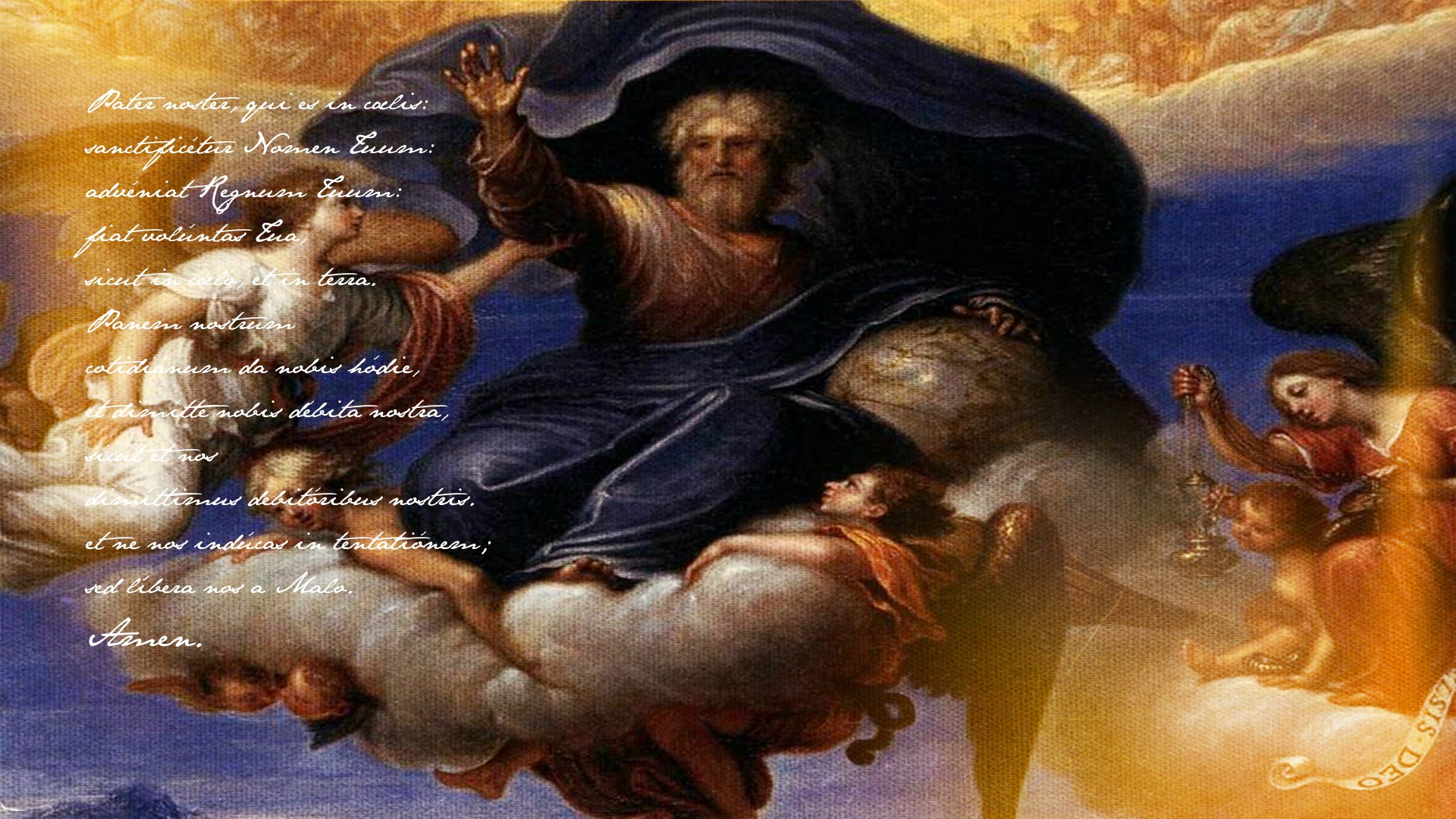 Pater Noster, God, Angel, Religious Wallpaper