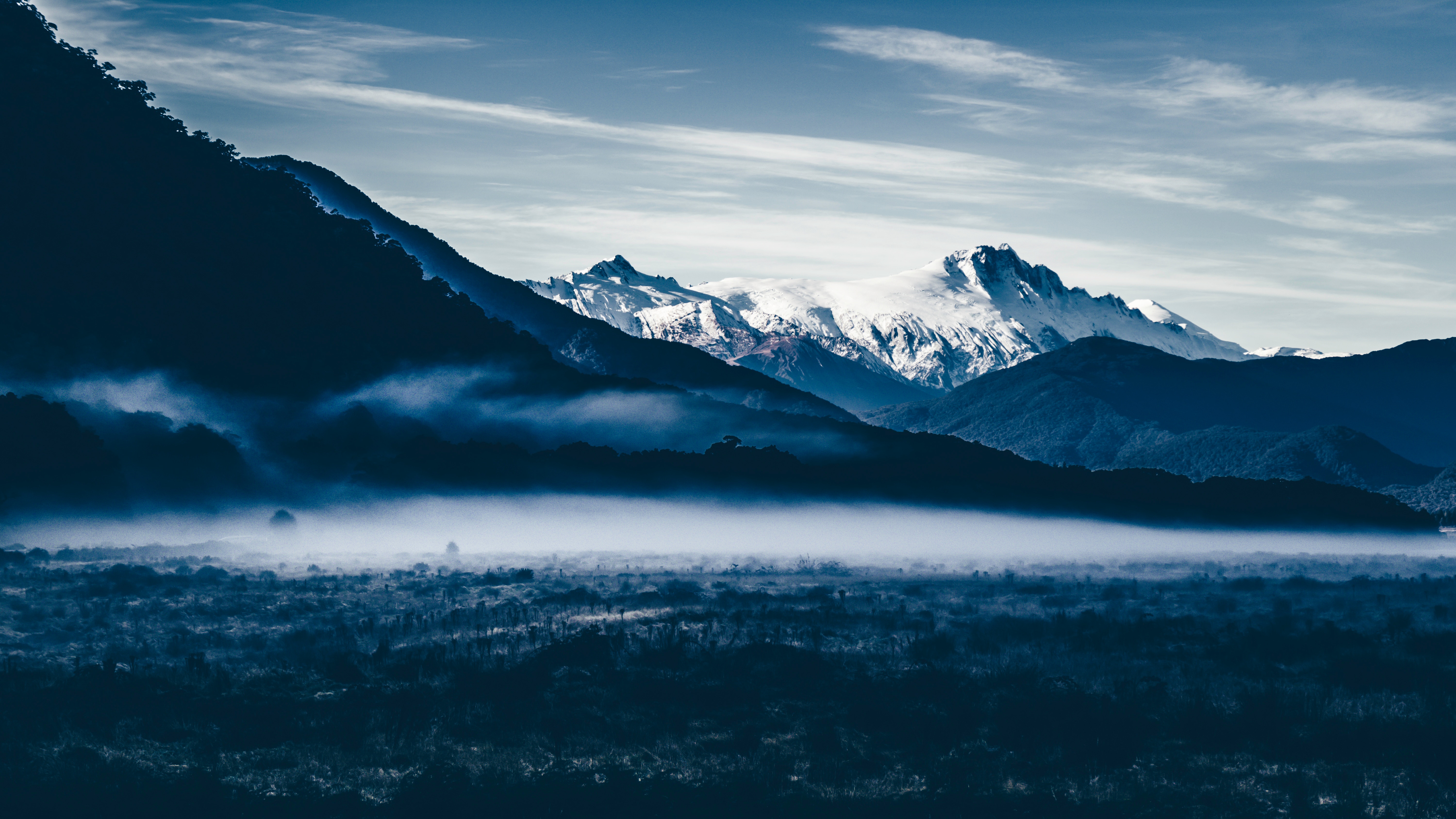 mountains, Mist, Forest Wallpaper