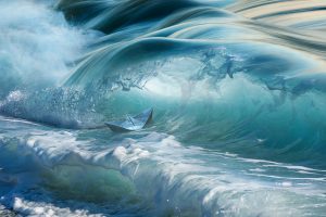 water, Sea, Waves, Paper boats, Digital art