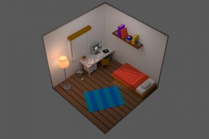 isometric, Room, Bed, Desk, Computer, Books, Carpets, Pokéballs