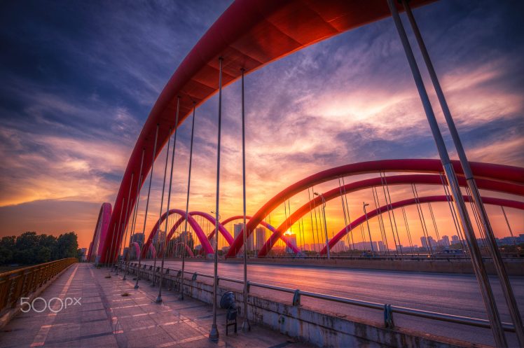 HDR, Bridge, Sunset, Rainbow Bridge, China, Road, Twilight, 500px HD Wallpaper Desktop Background