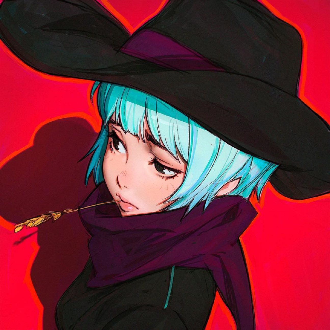 blue hair, Ilya Kuvshinov, Wheat, Hat, Anime girls Wallpaper