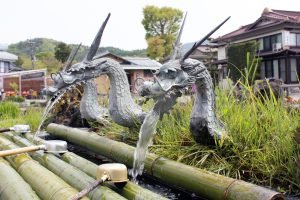 Japan, Fountain, Dragon, Water