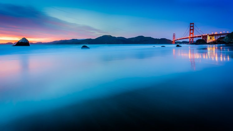 Golden Gate Bridge, Bridge, Sea, Long exposure, Landscape, San Francisco, USA, Architecture HD Wallpaper Desktop Background