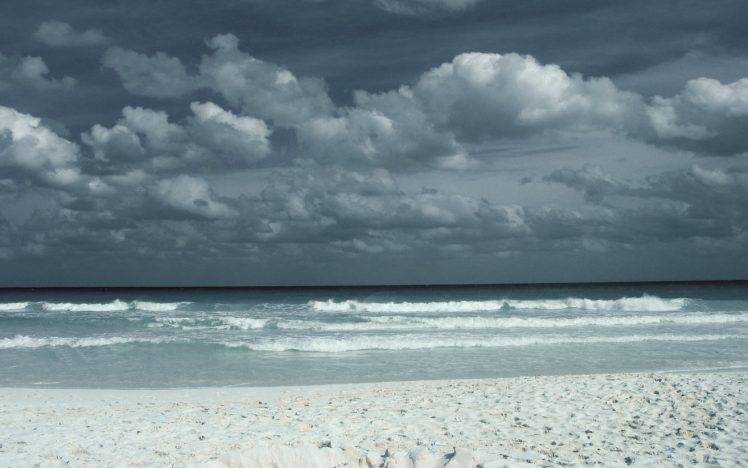 waves, Beach, Clouds, Sand, Water HD Wallpaper Desktop Background