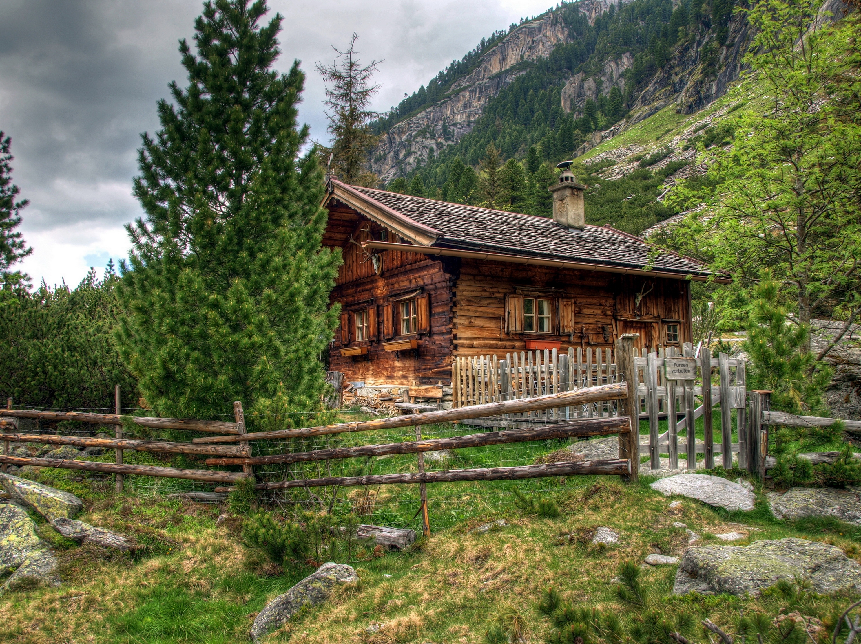 cabin, Forest, Dwelling, HDR Wallpaper