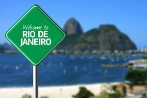 nature, Landscape, Mountains, Brasil, Rio de Janeiro, Road sign, Sea, Beach, Trees, Depth of field, Blurred