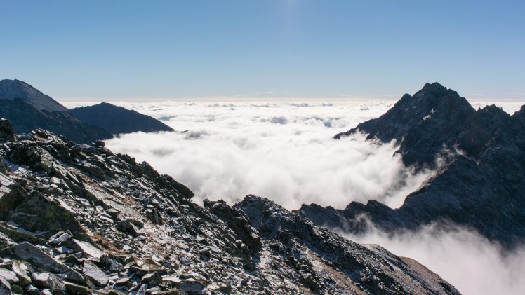 nature, Landscape, Mountains, Clouds, Mist, Rock, Stones, Tatra Mountains, Slovakia HD Wallpaper Desktop Background