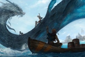 dragon, Water, Boat
