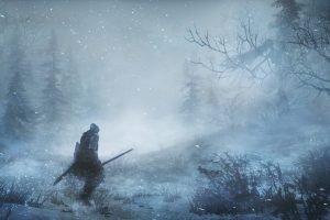 knight, Dark Souls III, Dark Souls, Video games, Sword, Forest, Trees, Snow