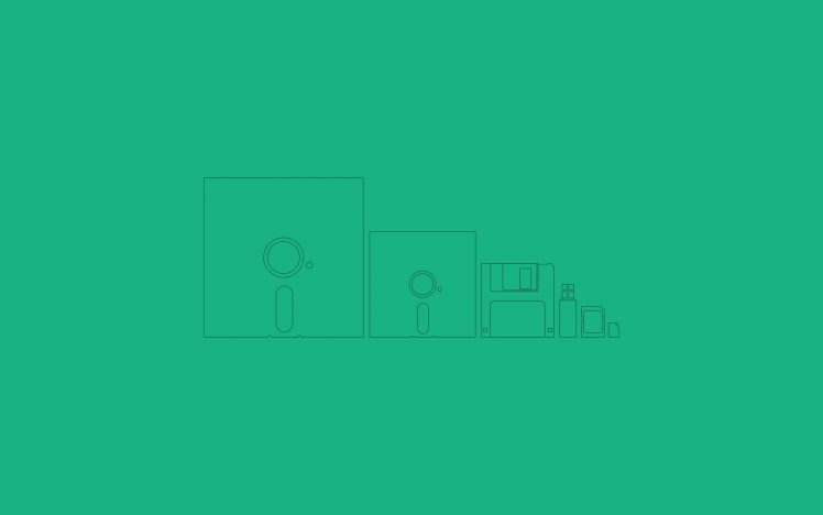 minimalism, Artwork, Computer, Green, Evolution, Floppy disk HD Wallpaper Desktop Background