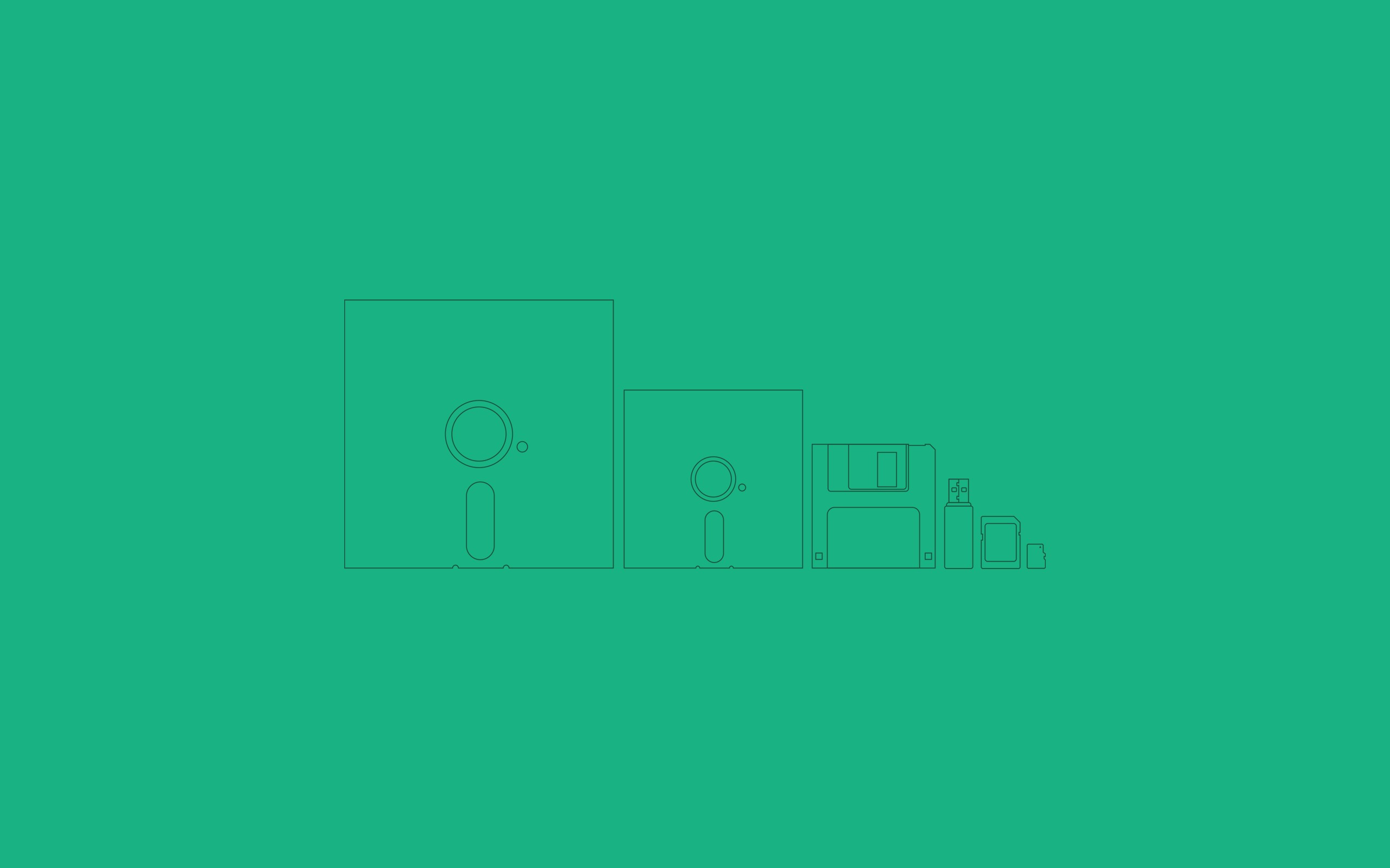 minimalism, Artwork, Computer, Green, Evolution, Floppy disk Wallpaper