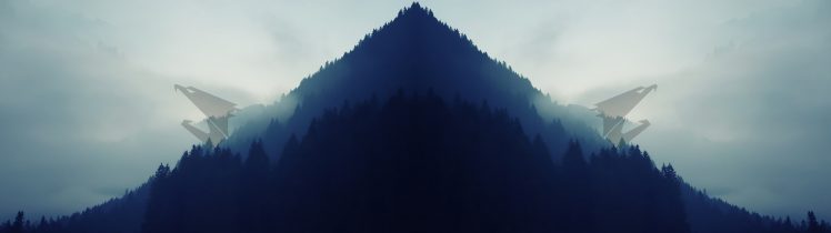 Aorus, Landscape, Forest, Eagle, Simple, Dual monitors HD Wallpaper Desktop Background
