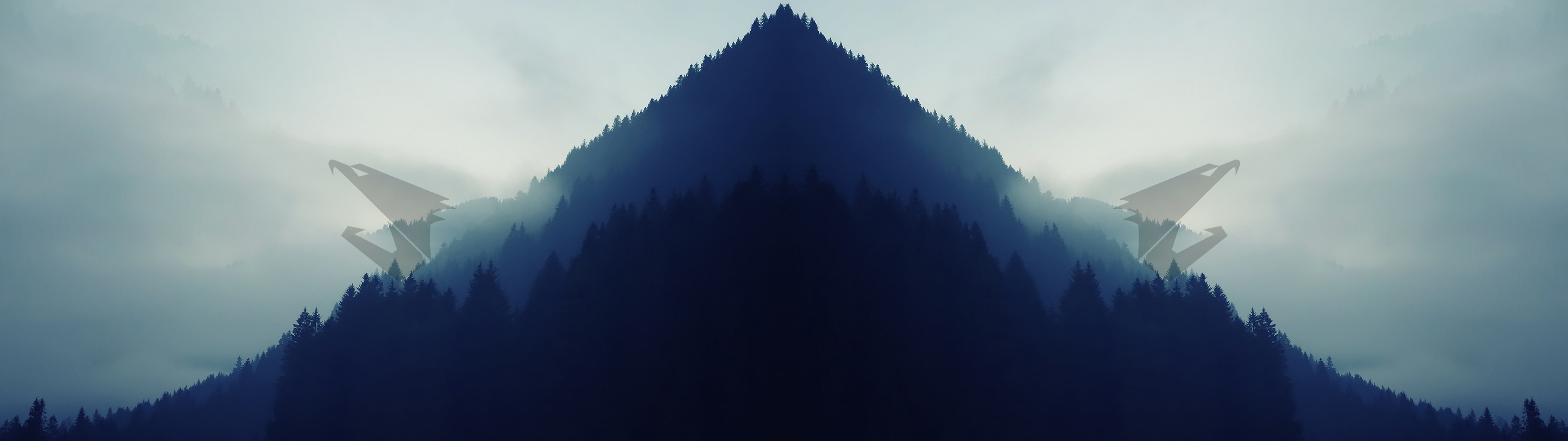 Aorus, Landscape, Forest, Eagle, Simple, Dual monitors Wallpaper